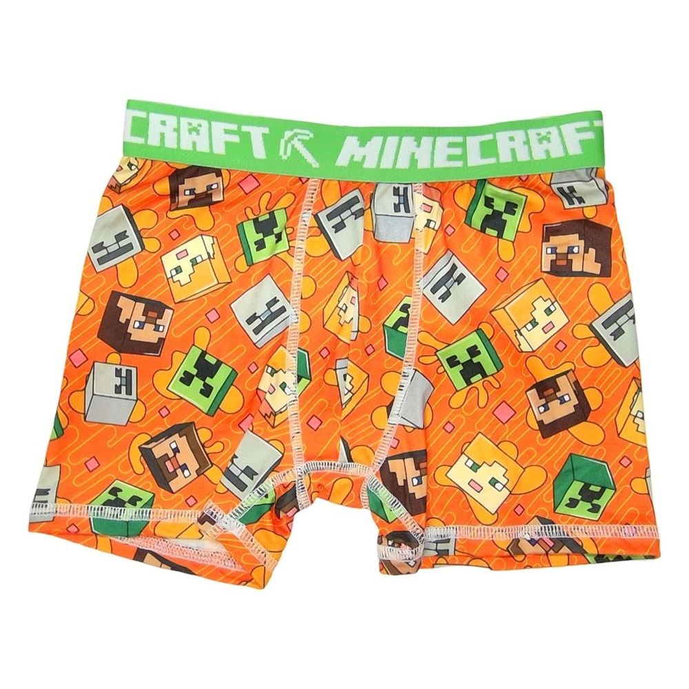 MINECRAFT BOXER BRIEFS BOYS SIZE M 8 ORANGE CREEPER STEVE UNDERWEAR NEW